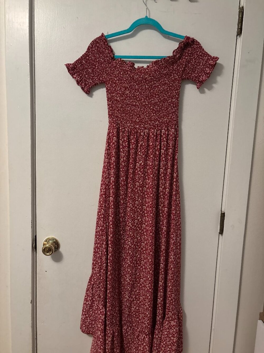 Miami for Francesca's Burgundy Floral Smocked Midi Dress M